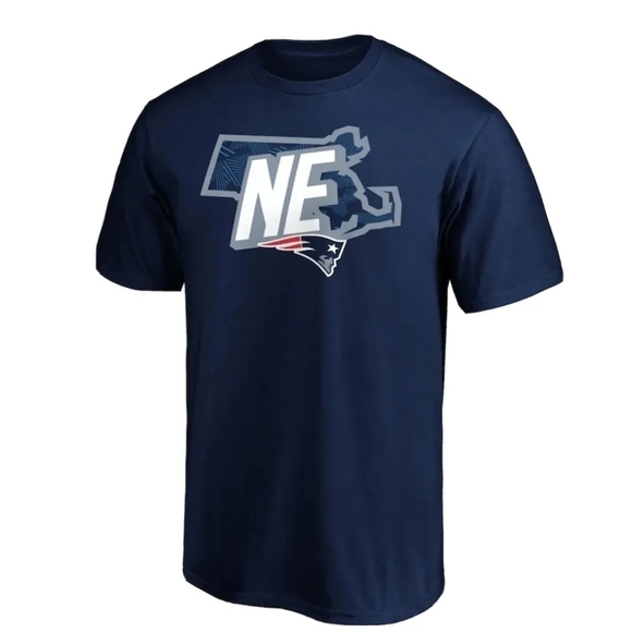 NFL Team Apparel Navy New England Patriots Tricode State T-Shirt Men's Medium. - Picture 1 of 4